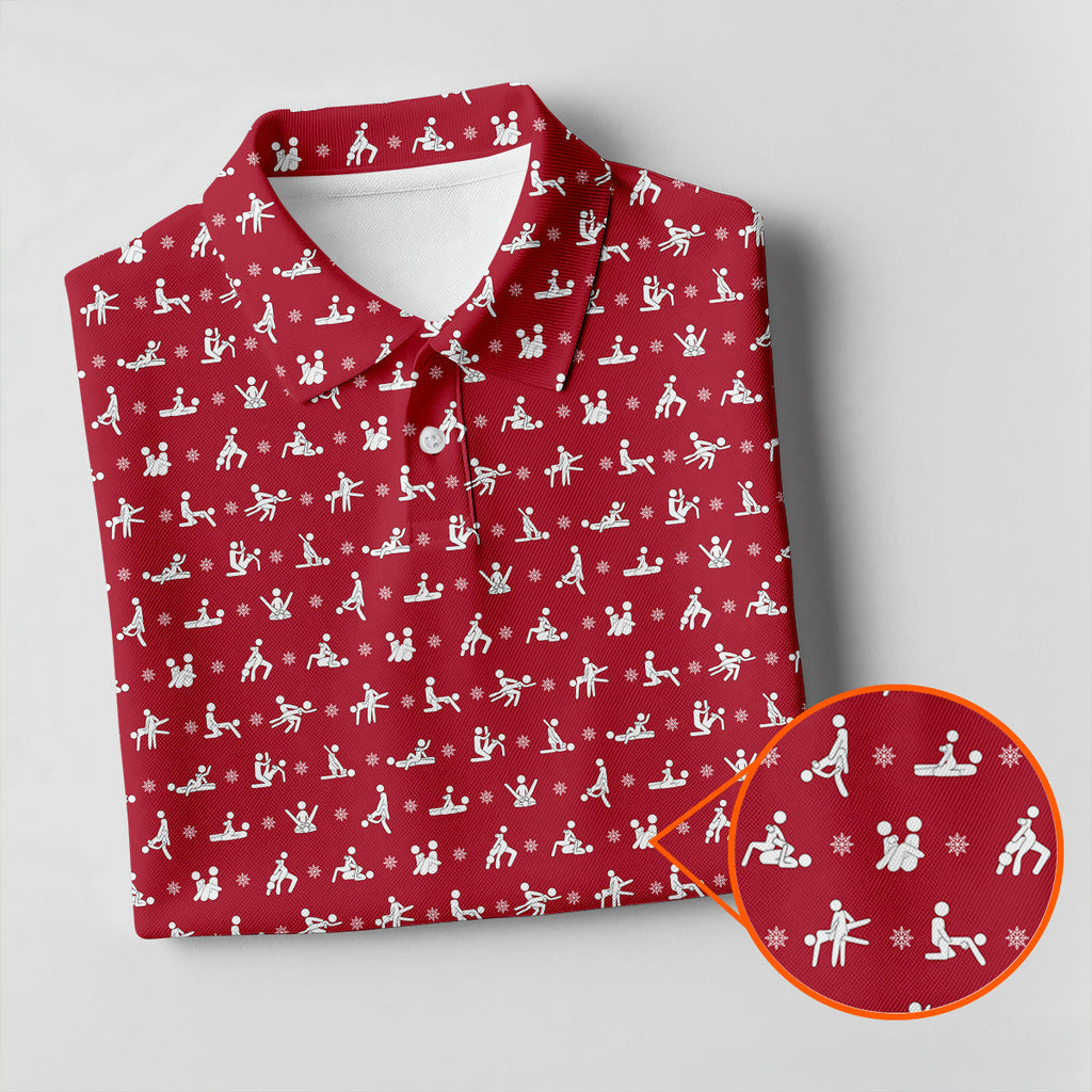 Funny Stick Figure Naughty Couple Red Golf Shirt HG   Valentines Golf Gift  Polo Shirts For Men  Golf Gift For Men