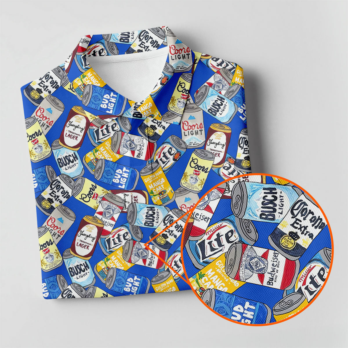 American Beer Cans Blue Golf Shirt HG   Golf And Beer Polo Shirts For Men  Golf Shirt HG s For Men
