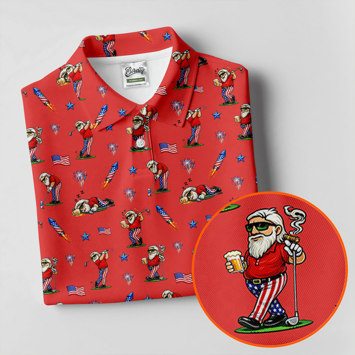 4th Of July Funny Man Golf And Beer Red Golf Shirt HG   Patriotic Golf Shirt HG   250th Anniversary Golf Shirt HG s For Men
