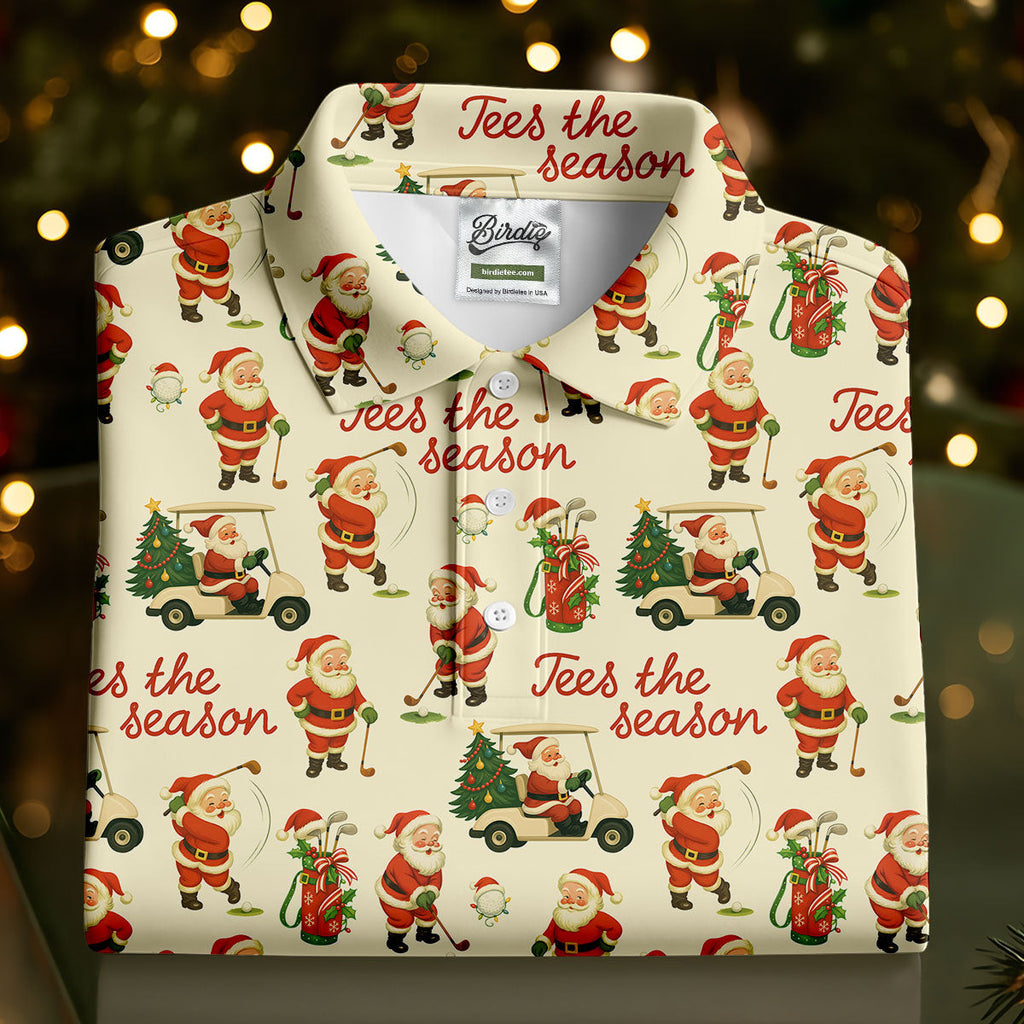 Tees The Season Funny Santa Claus Golf Tops For Men  Christmas Polo Shirt HG Polo Shirt HGs For Men  Golf Gift For Men