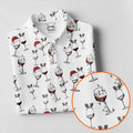 Christmas Wine Glass With Colorful Lighting White Golf Shirt HG   Christmas Golf Shirt HG   Women's Golf Tops