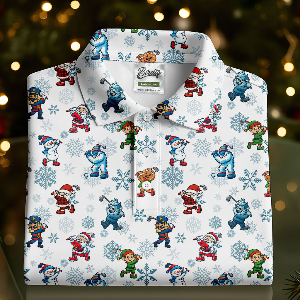 Christmas Characters Golf Pose Men's Funny Golf Shirts  Christmas Golf Shirt  HG Polo Shirt HGs For Men