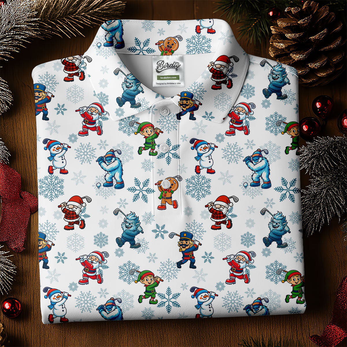 Christmas Characters Golf Pose Men's Funny Golf Shirts  Christmas Golf Shirt  HG Polo Shirt HGs For Men