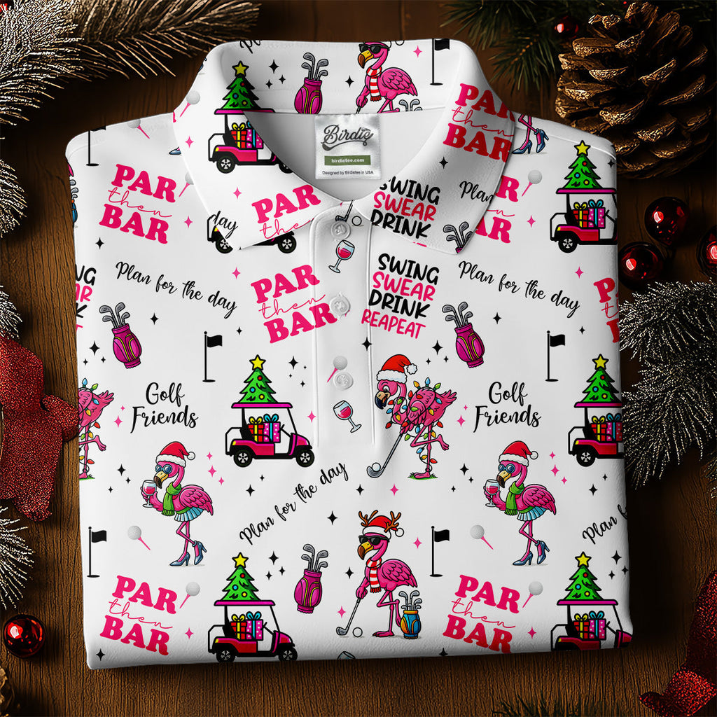 Christmas Flamingo Par Then Bar Women's Golf Shirt HG s  Christmas Golf Shirt HG   Ladies Golf Shirt HG s  Women's Golf Gifts