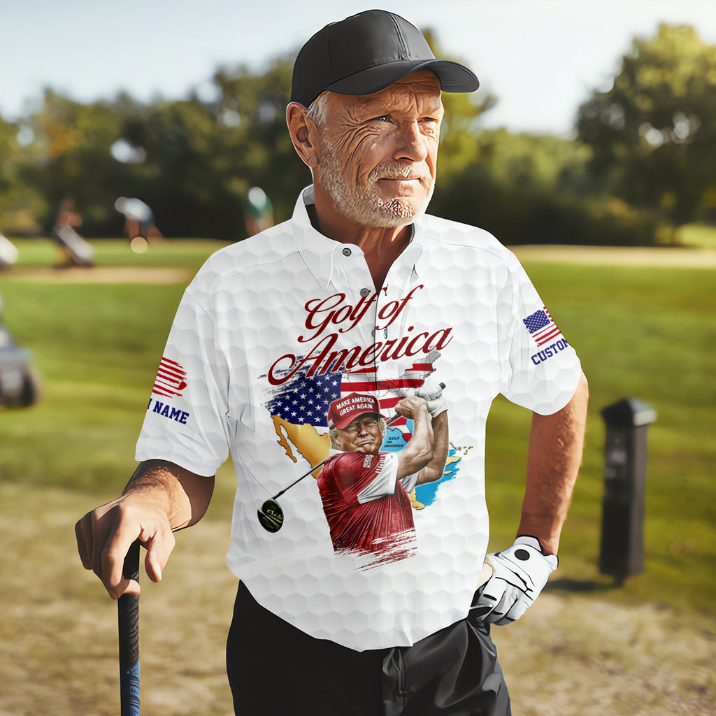 Golf Of America Custom Men's Golf Polo Shirt HG  Funny Polo Shirt HG America 250 Anniversary Shirt  4th Of July Golf Polo