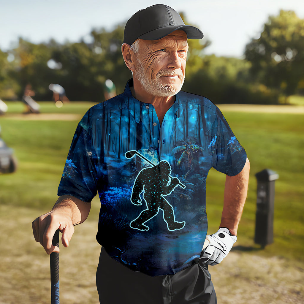 Not All Who Wander Are Lost Bigfoot Men's Golf Polo Shirt HG  Funny Polo Shirt HG Dad Golf Gift