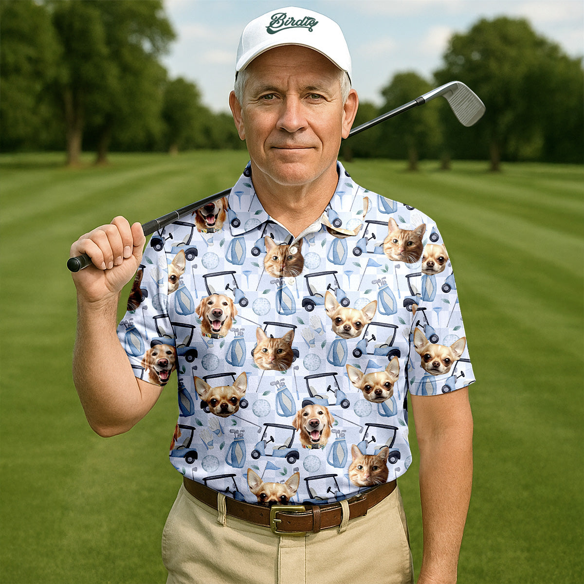 Custom Face Pet Golf Shirt  HG Custom Shirt Dog Face  Funny Golf Polo Shirt HG  Dad Golf Gift
