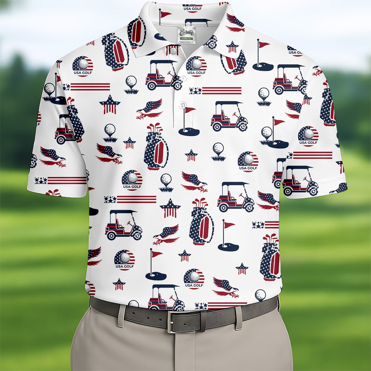 Patriotic USA Men's Golf Polo Shirt  Men's 4th Of July Shirts  USA 250 Anniversary Golf Shirt HG   Gifts For Golfing Dad