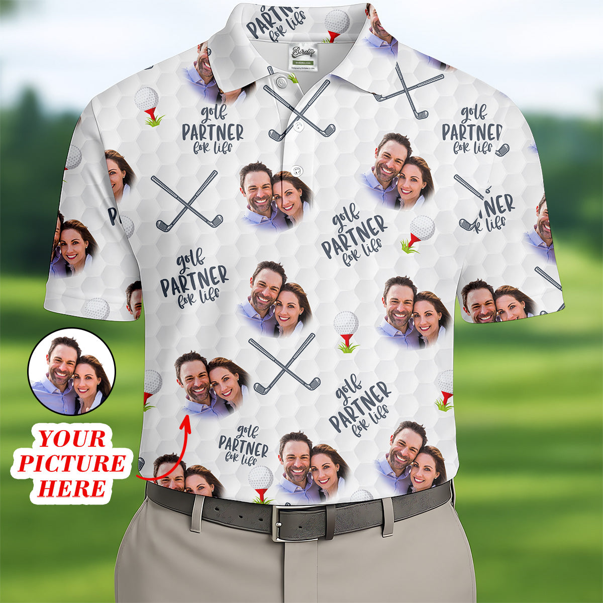 Personalized Golf Partner For Life Fun Golf Shirt HG s Mens  Custom Face Golf Shirt HG   Golf Gift Ideas For Him Matching Golf Shirt HG s