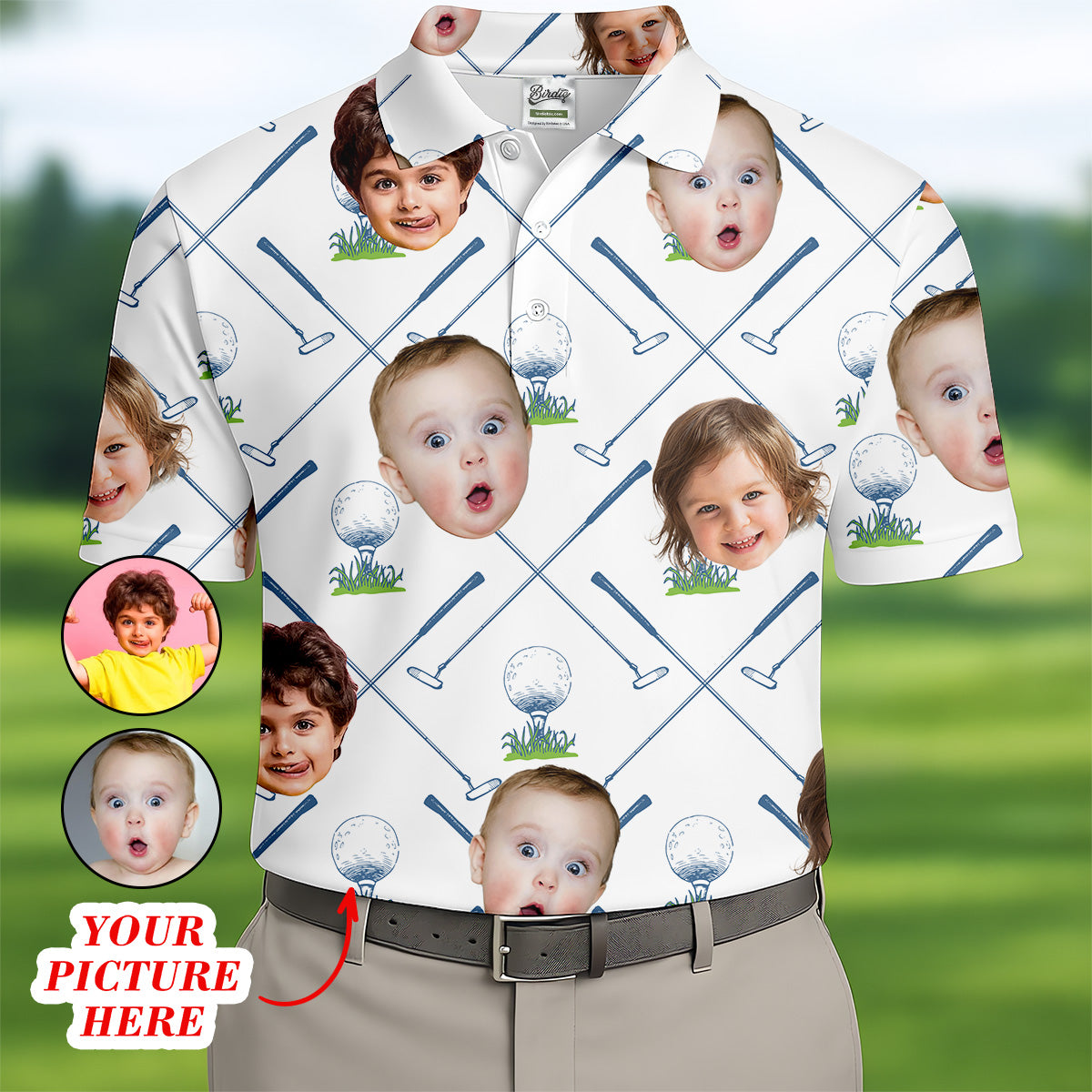 Custom Face Kids Photo Shirt  Funny Polo Golf Shirt HG   Gifts For The Golfing Dad  Christmas Golf Gift
