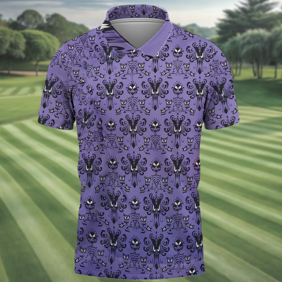 Haunted Mansion Hitchhiking Ghosts Men's Golf Polo Shirt HG  Golfing Apparel  Mens Golf Gift