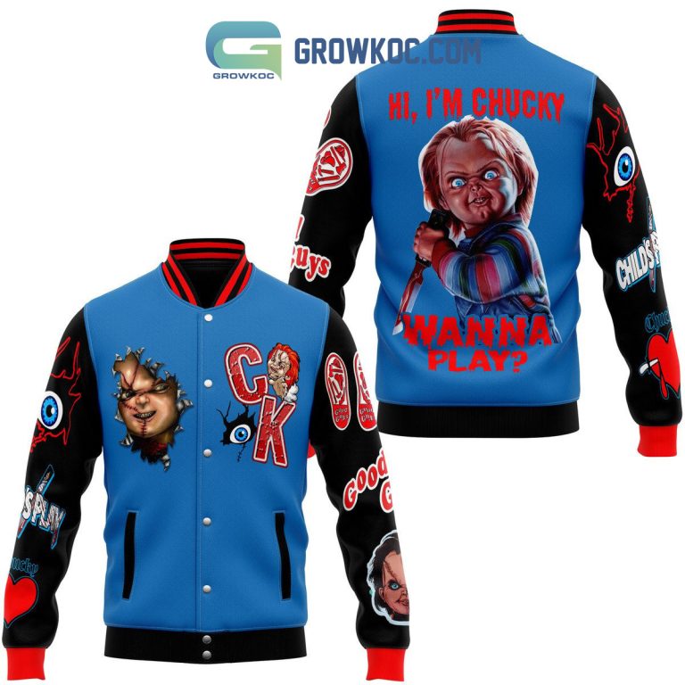 Hi I’m Chuucky Wanna Play Good Boy Baseball Jacket LN