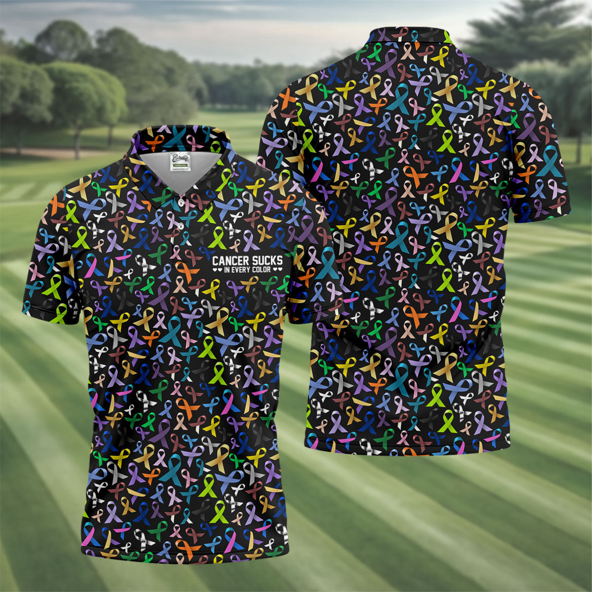 Cancer Sucks In Every Color Golf Tops For Men  Mens Golf Polo Shirt HGs  Cancer Awareness Shirt  Cancer Survivor Shirt
