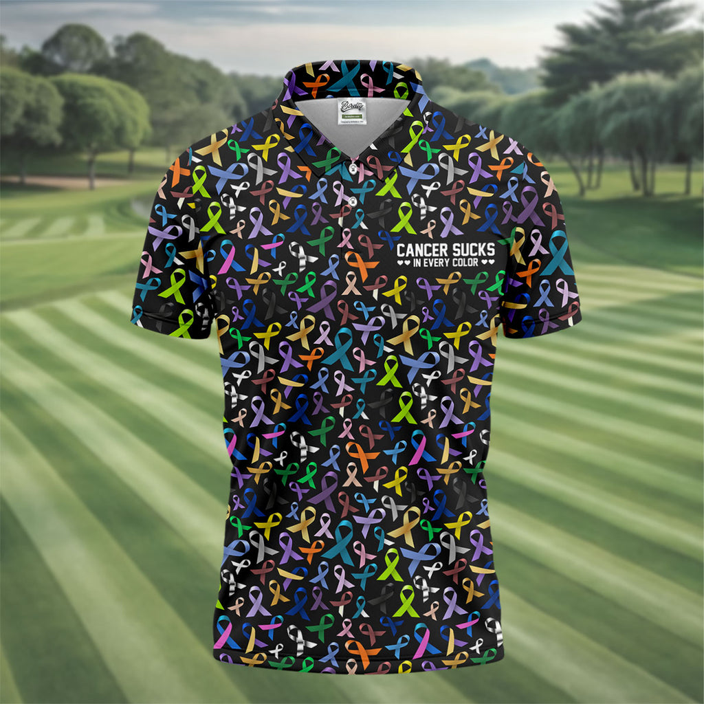Cancer Sucks In Every Color Polo Shirt HG Cancer Awareness Shirt  Couple Polo Shirt HG Matching Golf Shirt