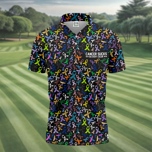 Cancer Sucks In Every Color Polo Shirt HG Cancer Awareness Shirt  Couple Polo Shirt HG Matching Golf Shirt