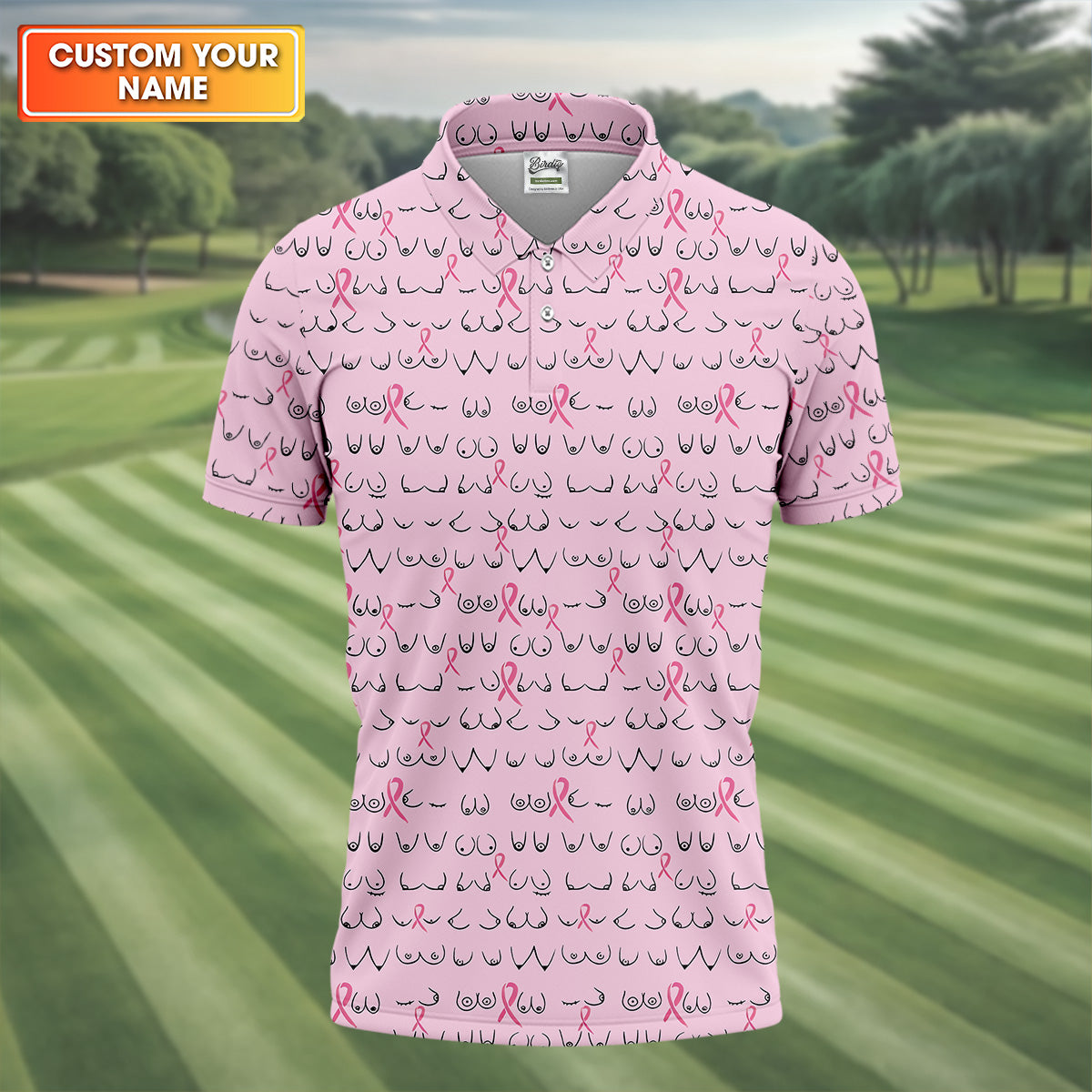 Breast Cancer Polo Shirt HG Pink Polo Shirt HGMen  Fun Golf Shirts For Men  Cute Polo Shirt HG Fun Golf Shirt