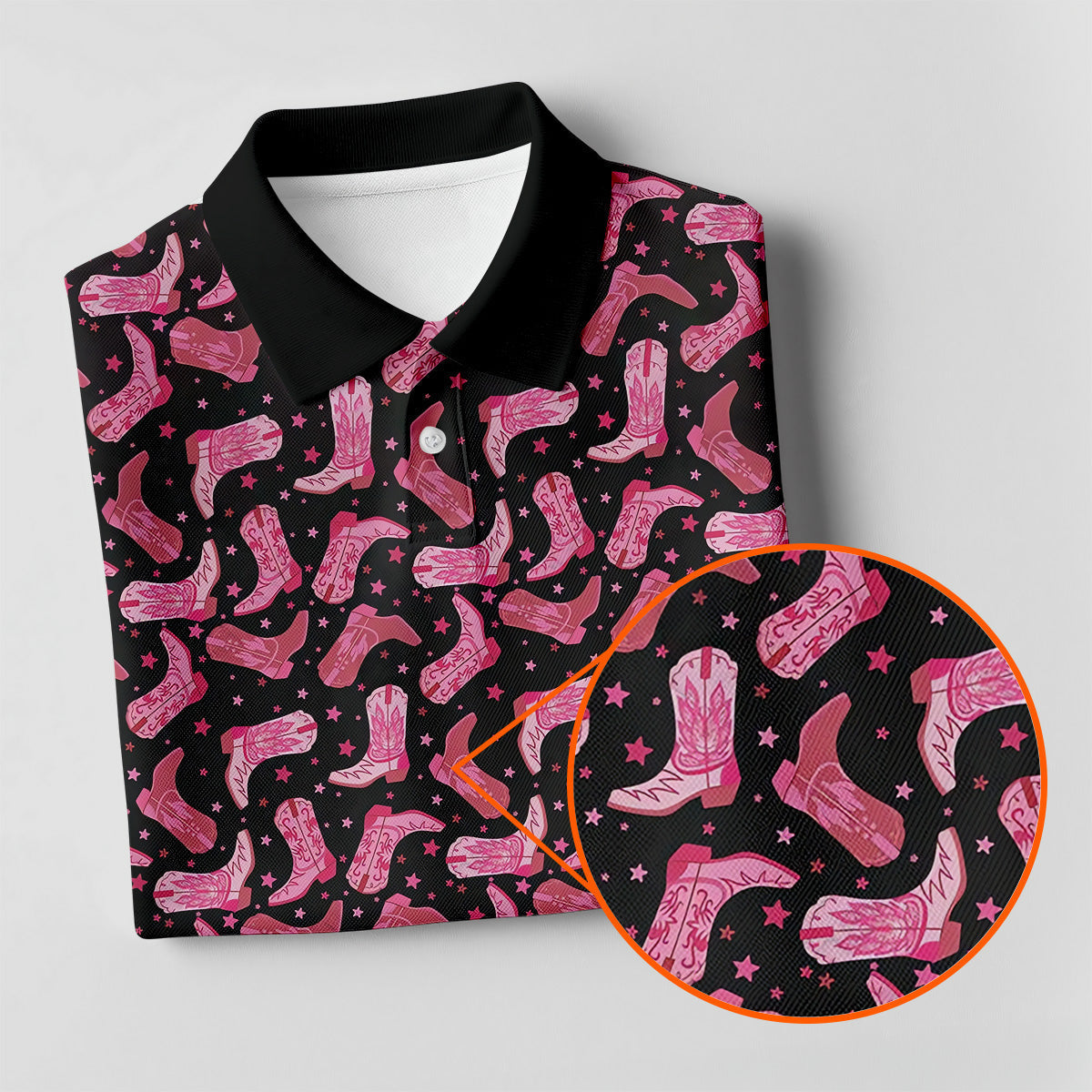 Pink Cowboy Boots Womens Golf Polo Shirt HG  Golfing Apparel  Womens Golf Gifts