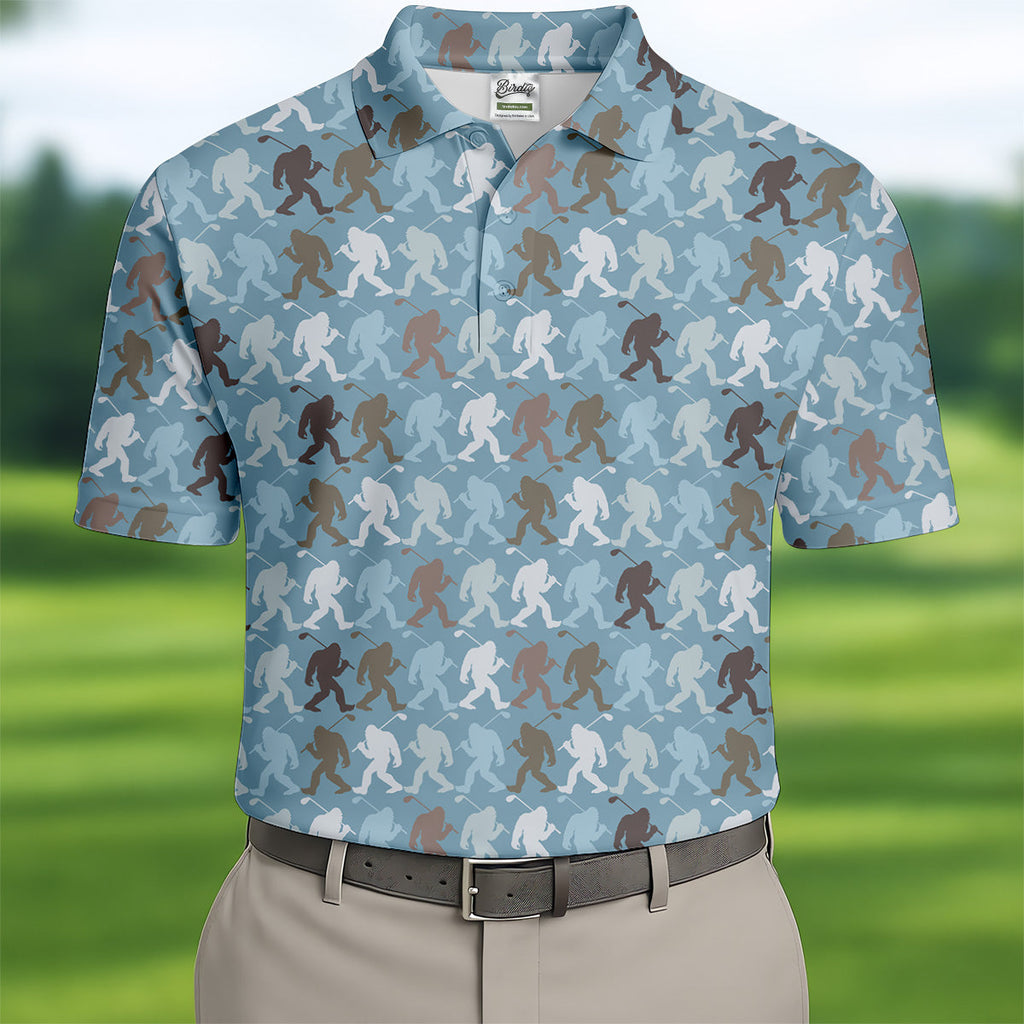 Bigfoot Silhouette Pattern HG Fun Golf Shirts For Men  Unique Gift For Golfer  Men's Golf Polo