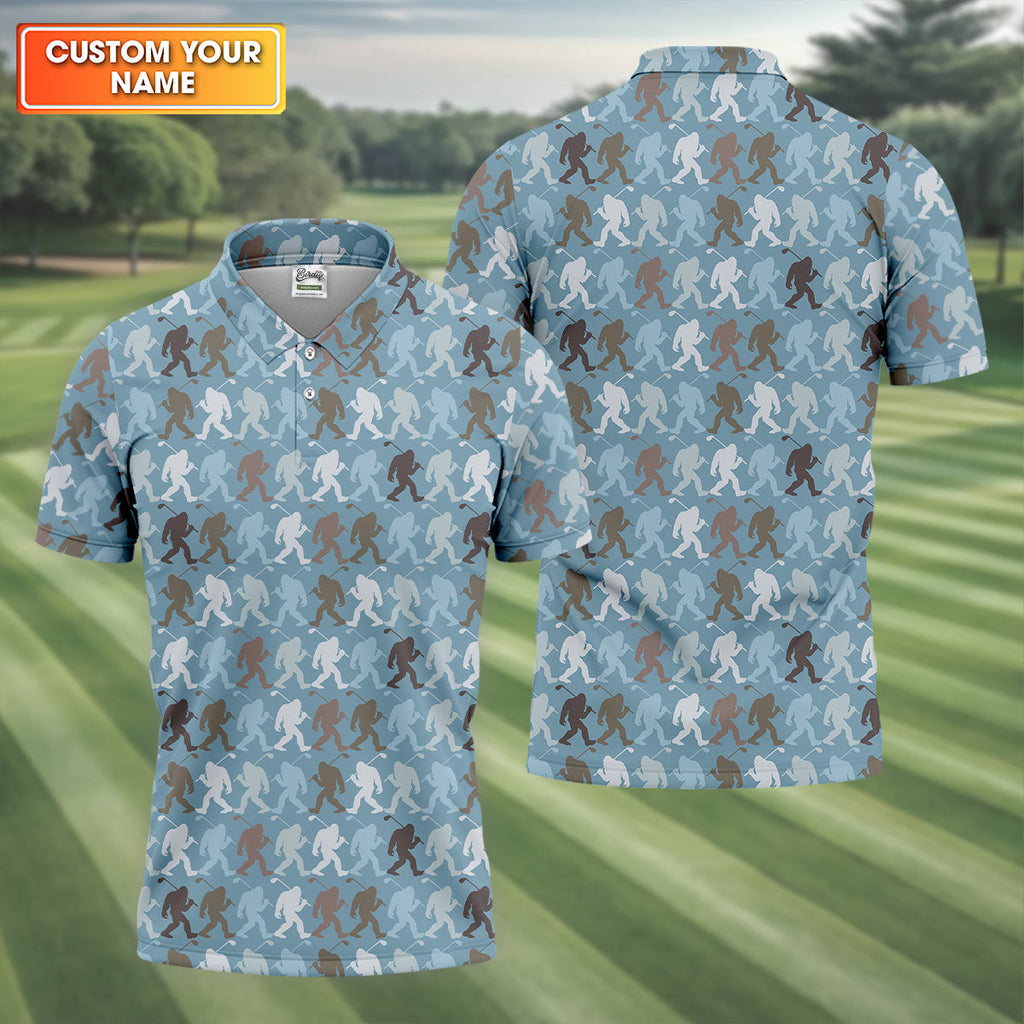Bigfoot Silhouette Pattern HG Fun Golf Shirts For Men  Unique Gift For Golfer  Men's Golf Polo
