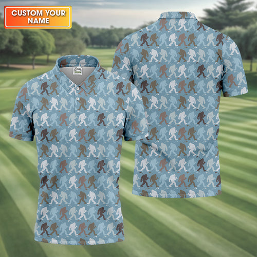 Bigfoot Silhouette Pattern HG Fun Golf Shirts For Men  Unique Gift For Golfer  Men's Golf Polo