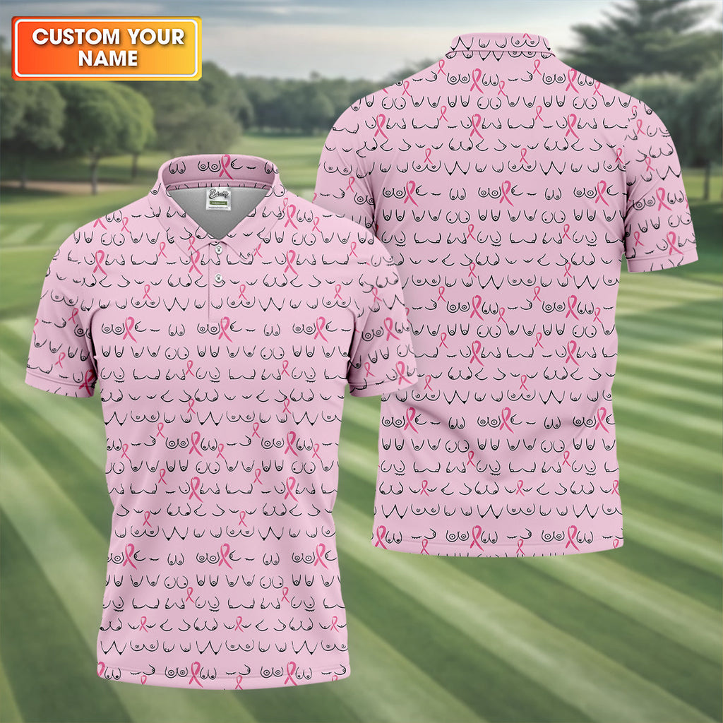 Breast Cancer Polo Shirt HG Pink Polo Shirt HGMen  Fun Golf Shirts For Men  Cute Polo Shirt HG Fun Golf Shirt