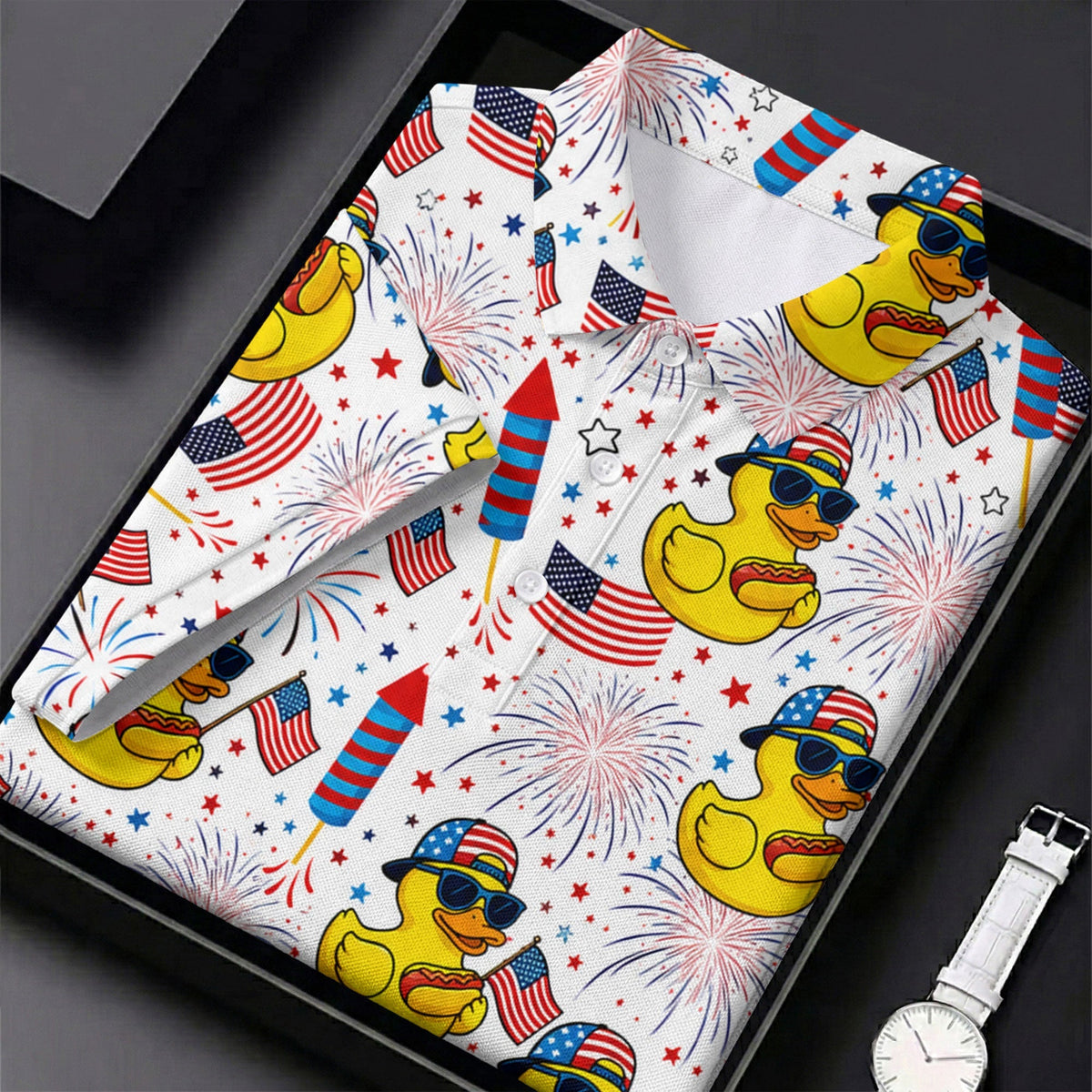 Funny Rubber Duck 250 Years Patriotic Golf Shirt HG   4th Of July Golf Shirt HG s For Men