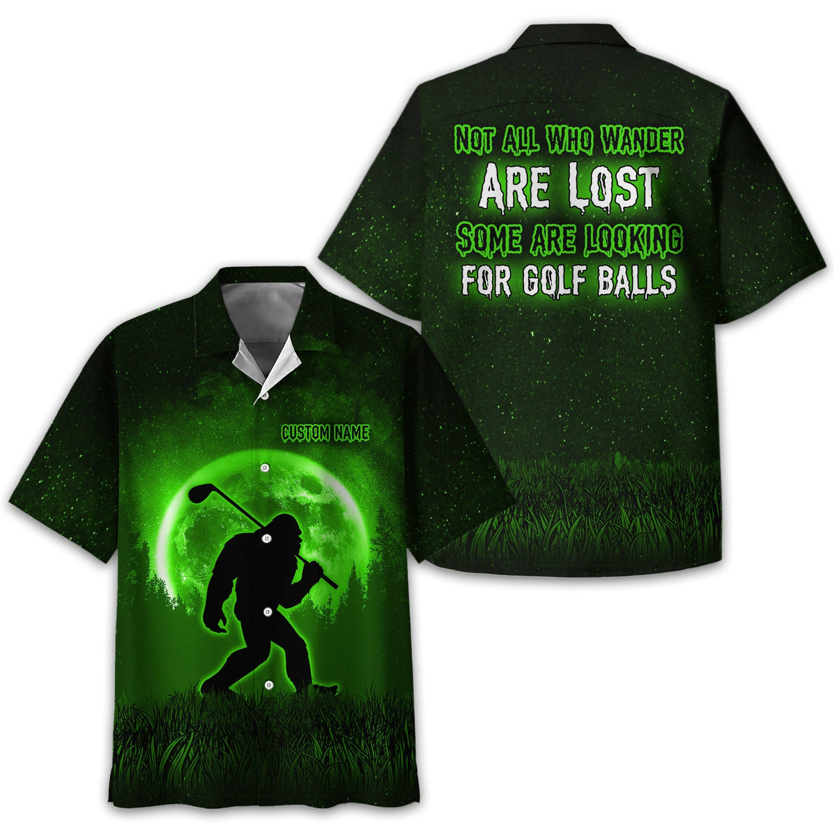 Not All Who Wander Are Lost Bigfoot Custom Hawaiian Shirt HG   Personalized Hawaiian Shirt HG   Funny Golf Hawaiian Shirt HG