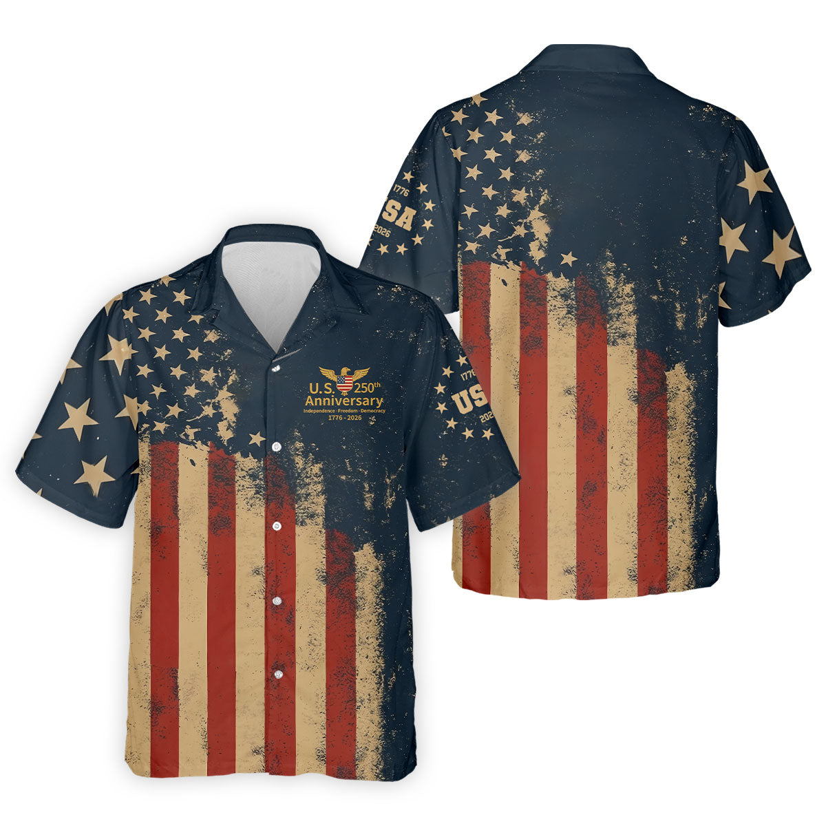 US 250th Anniversary Independence Freedom Democracy Men's Golf   Hawaiian Shirt HG s  4th Of July Patriotic Golf Hawaiian Shirt HG