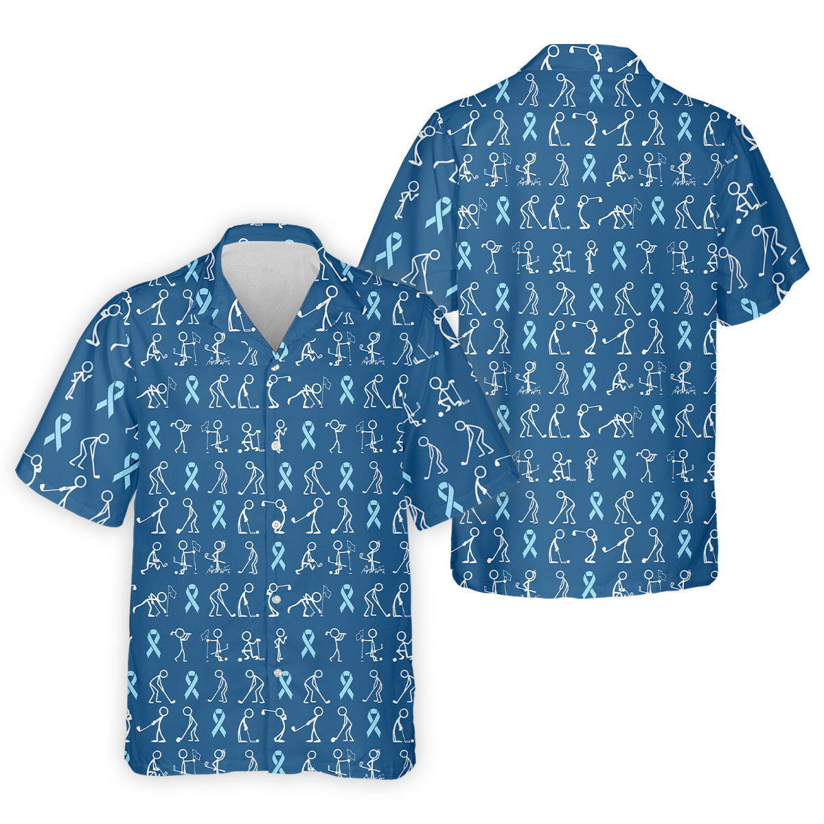 Prostate Cancer Blue Ribbon Stick Figure Shirt  Cancer Survivor Shirt  Cancer Awareness Shirt  Men's Golf HG