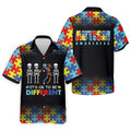 It's Ok To Be Different Men   Hawaiian Shirt HG   Autism Awareness Puzzle Pattern Black Fade Golf Hawaiian Shirt HG s For Men  Autism Golf Hawaiian Shirt HG