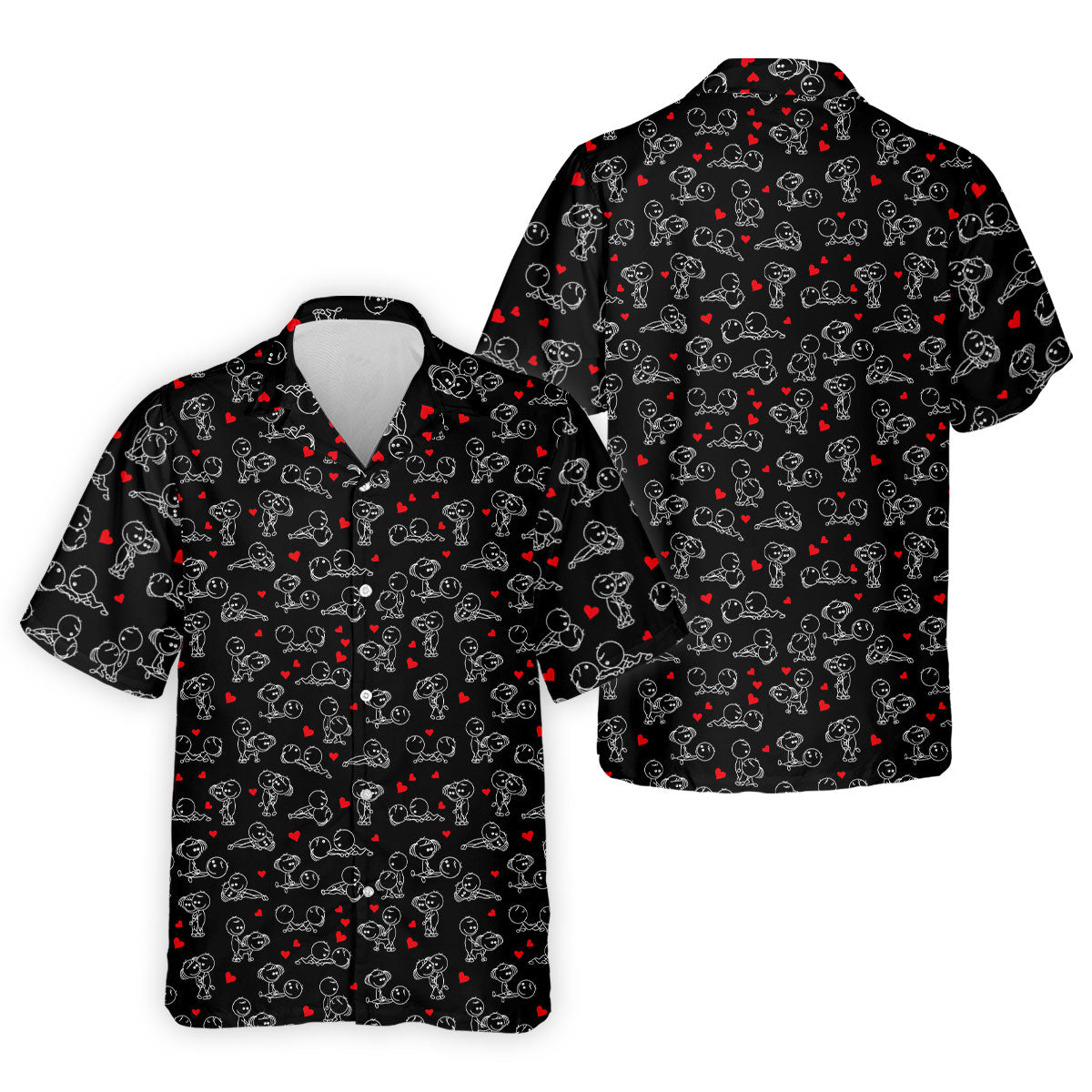 Naughty Position Stick Figure Couple Black Hawaiian Shirt HG  Golfer Valentines Gift  Fun Hawaiian Shirt HG  For Men