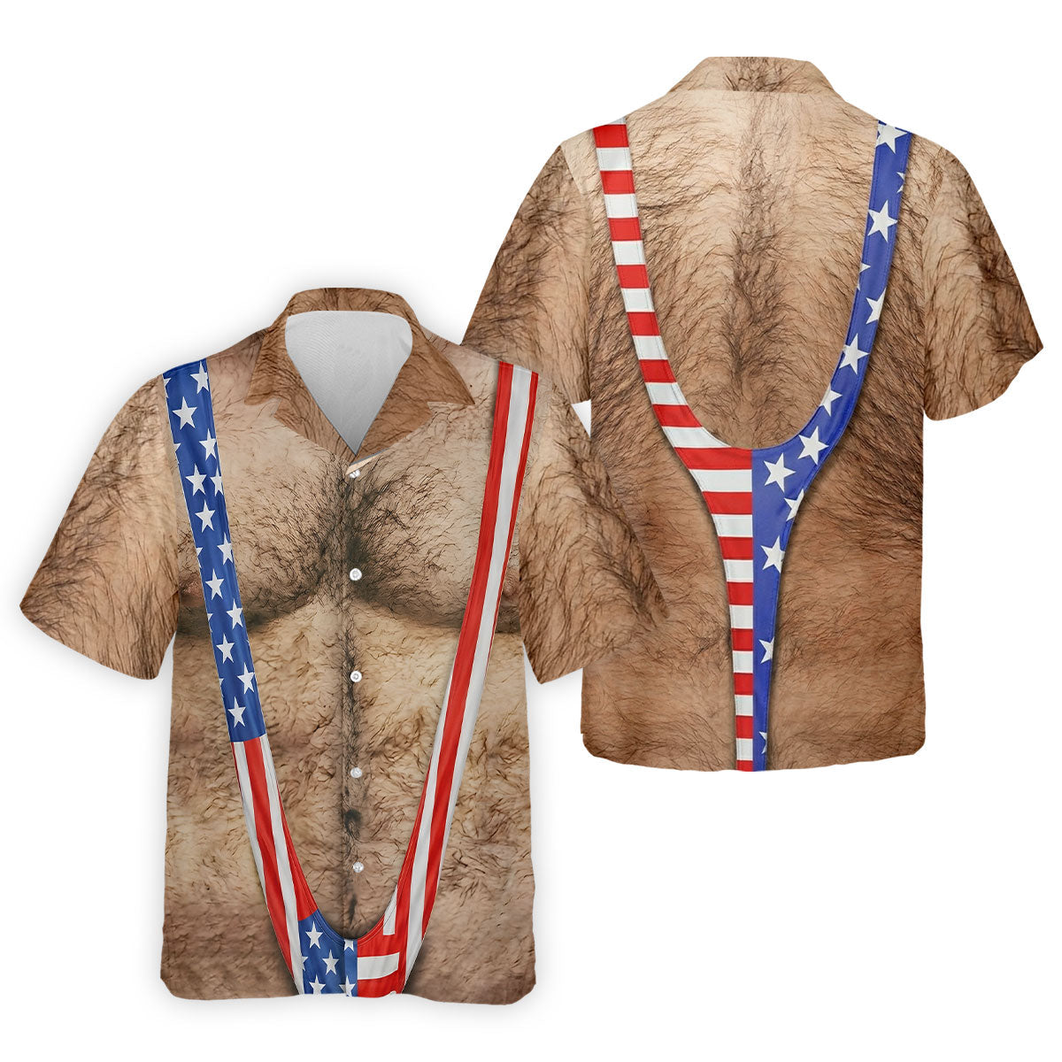 Hairy Body Funny Print Patriotic Hawaiian Shirt HG   250th Anniversary 4th Of July Hawaiian Shirt HG s For Men
