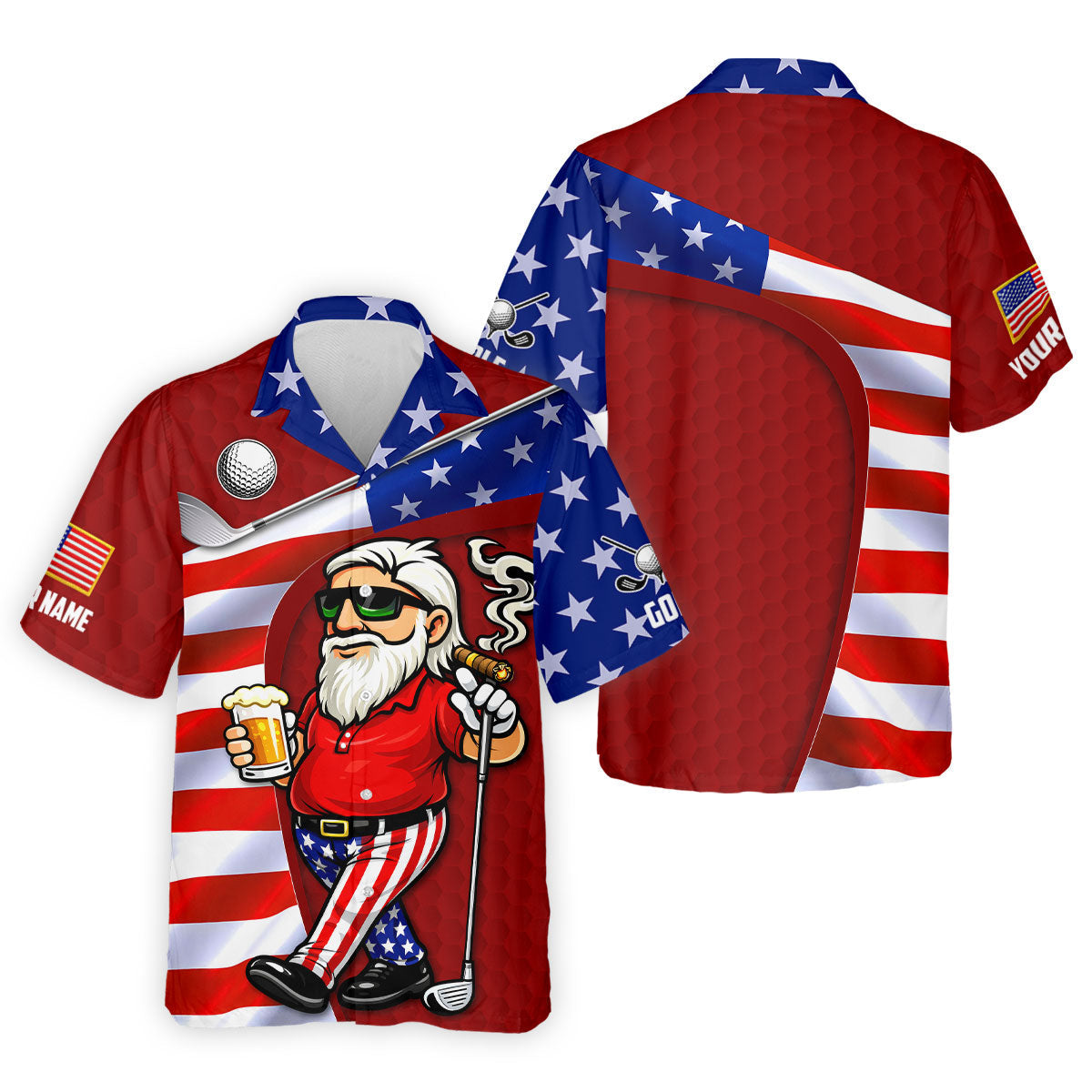 Golf And Beer Patriotic Man Golf Ball Pattern 4th Of July Red Hawaiian Shirt HG  250th Anniversary Hawaiian Shirt HG  For Men