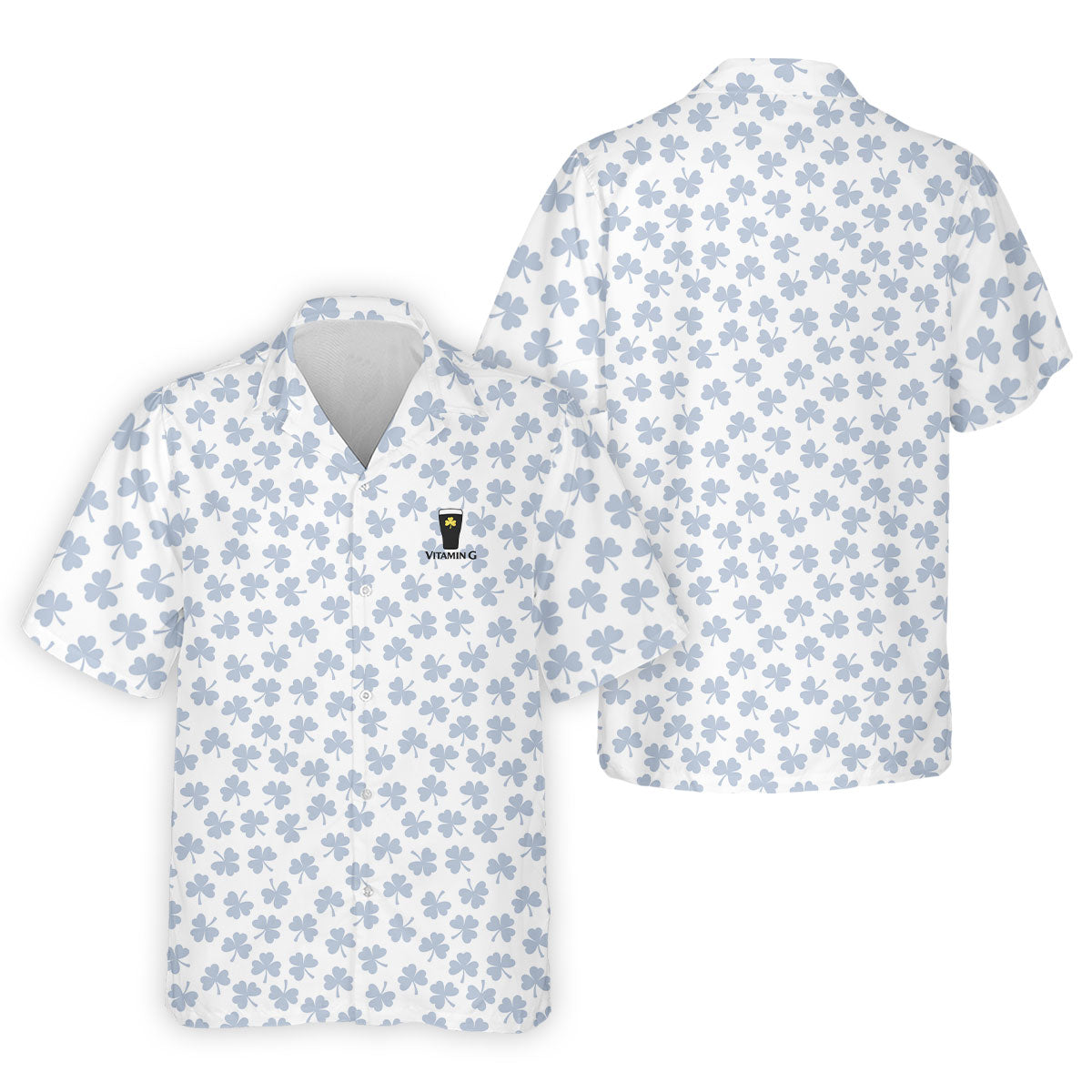 Vitamin G Shamrock Pattern Golf And Beer White Hawaiian Shirt HG   St Patrick's Day Hawaiian Shirt HG   Hawaiian Shirt HG s For Men