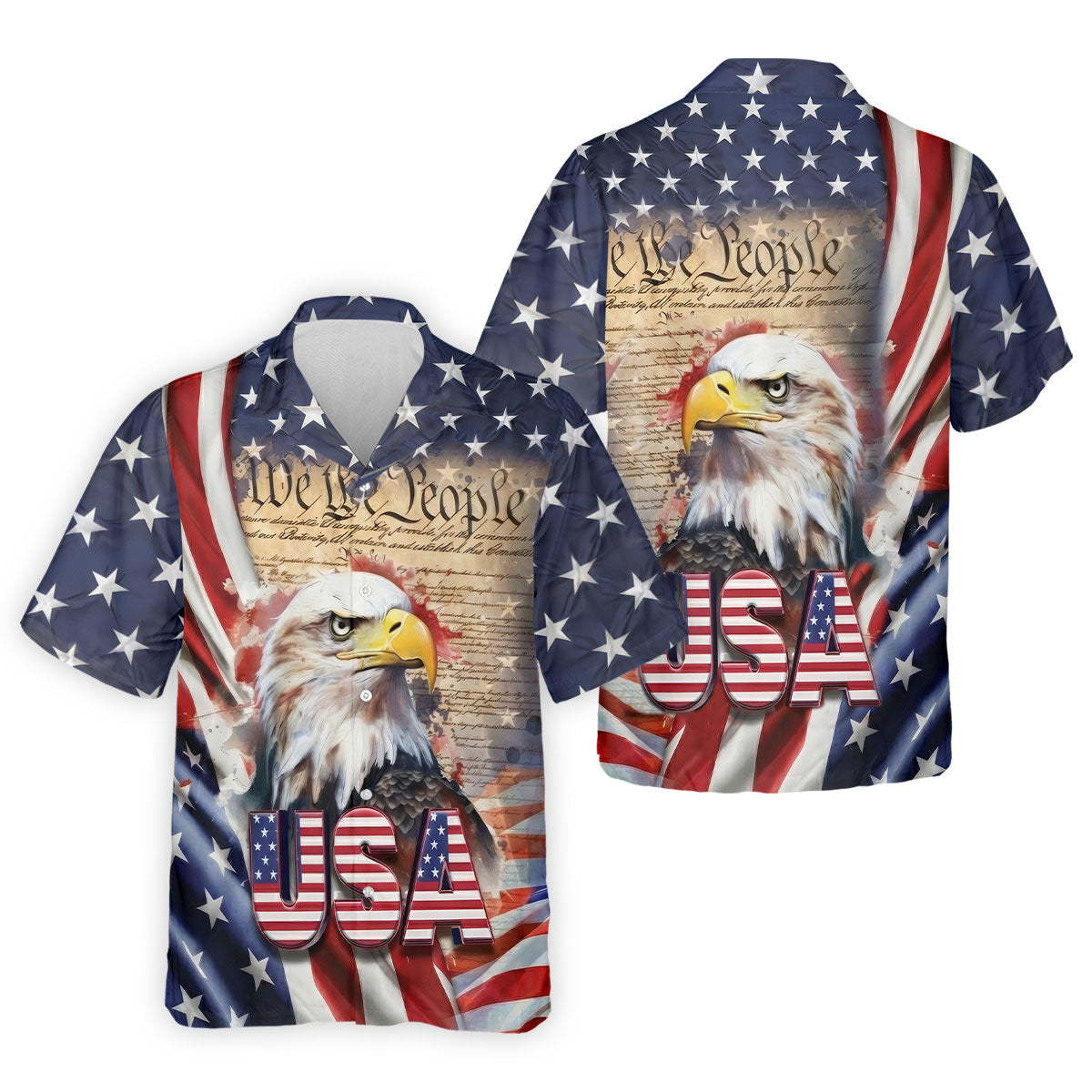 We The People Bald Eagle USA 250th Anniversary Men's Golf  s  4th Of July Patriotic Hawaiian Shirt HG