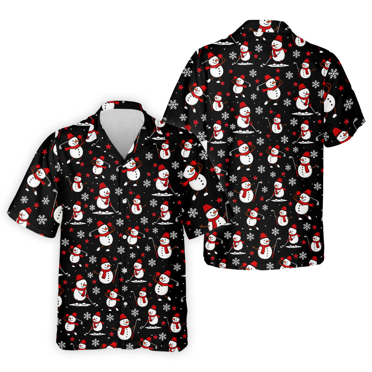 Cute Snowman Golf Pose Black Golf Hawaiian Shirt HG   Christmas Golf Hawaiian Shirt HG   Golf Hawaiian Shirt HG s For Men  Golf Gift For Men