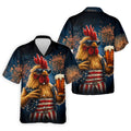 Rooster Beer USA Patriotic Hawaiian Hawaiian Shirt HG  250th Anniversary Tropical Vibe Men's Hawaiian Shirt HG