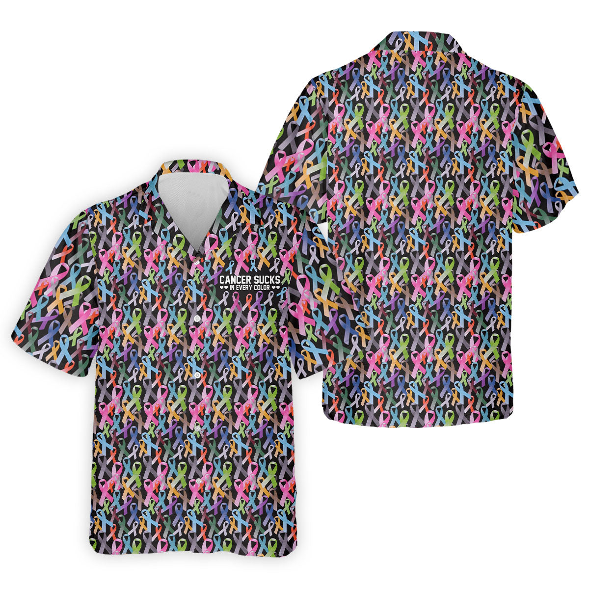 Cancer Sucks In Every Color Black Hawaiian Shirt HG   Cancer Survivor Shirt  Cancer Awareness Shirt  Hawaiian Shirt HG s For Men