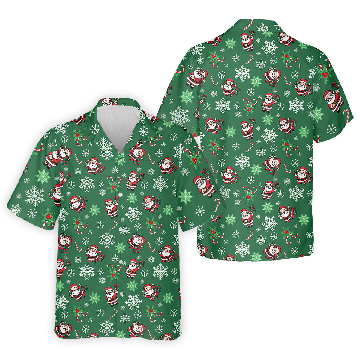Santa Claus Pattern Christmas Green Golf Tops For Men  Christmas Golf Hawaiian Shirt HG     Hawaiian Shirt HG s For Men