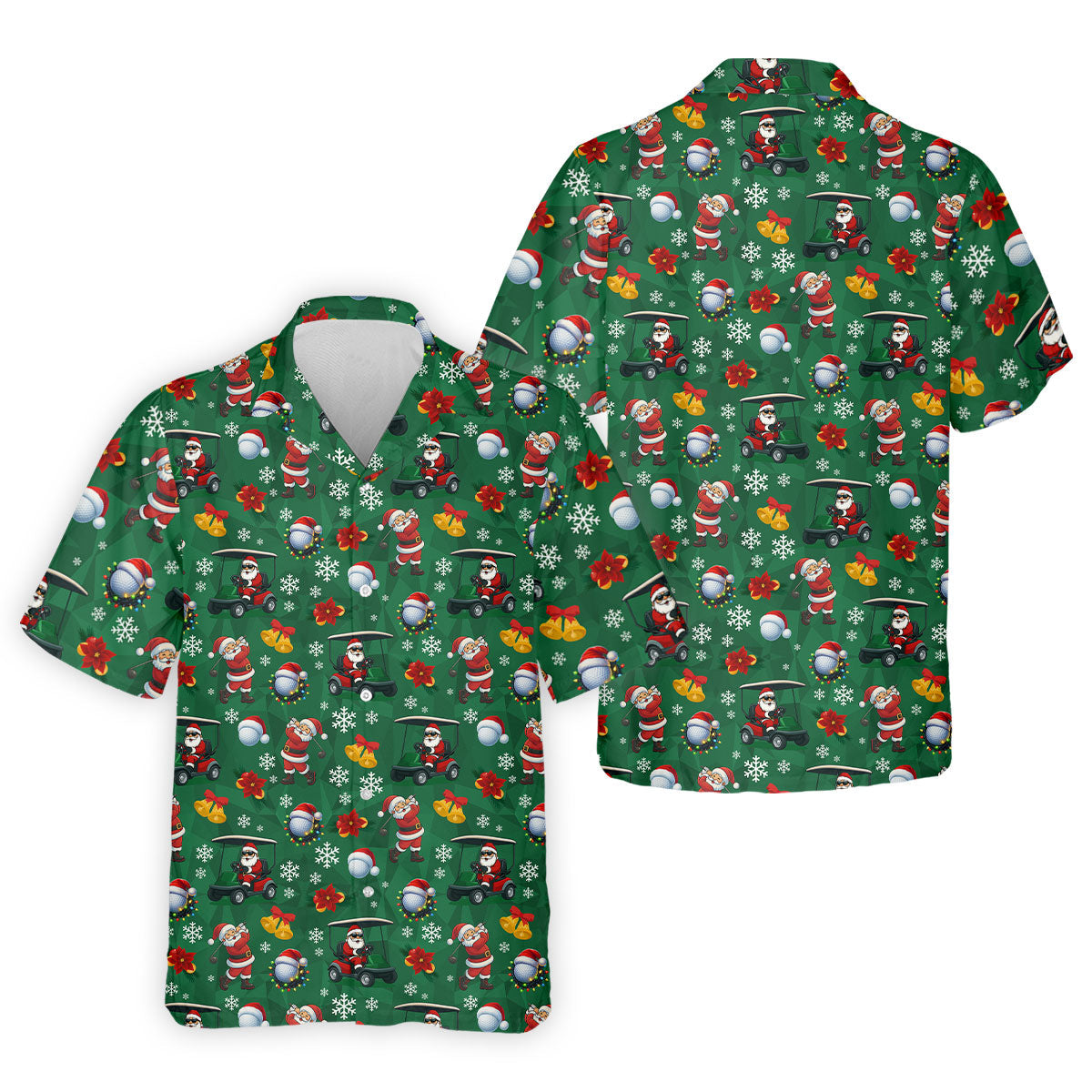 Santa Christmas Green Golf Polo  Fun Men's Golf Polos  Christmas Hawaiian Shirt HG  Hawaiian Shirt HG  For Men