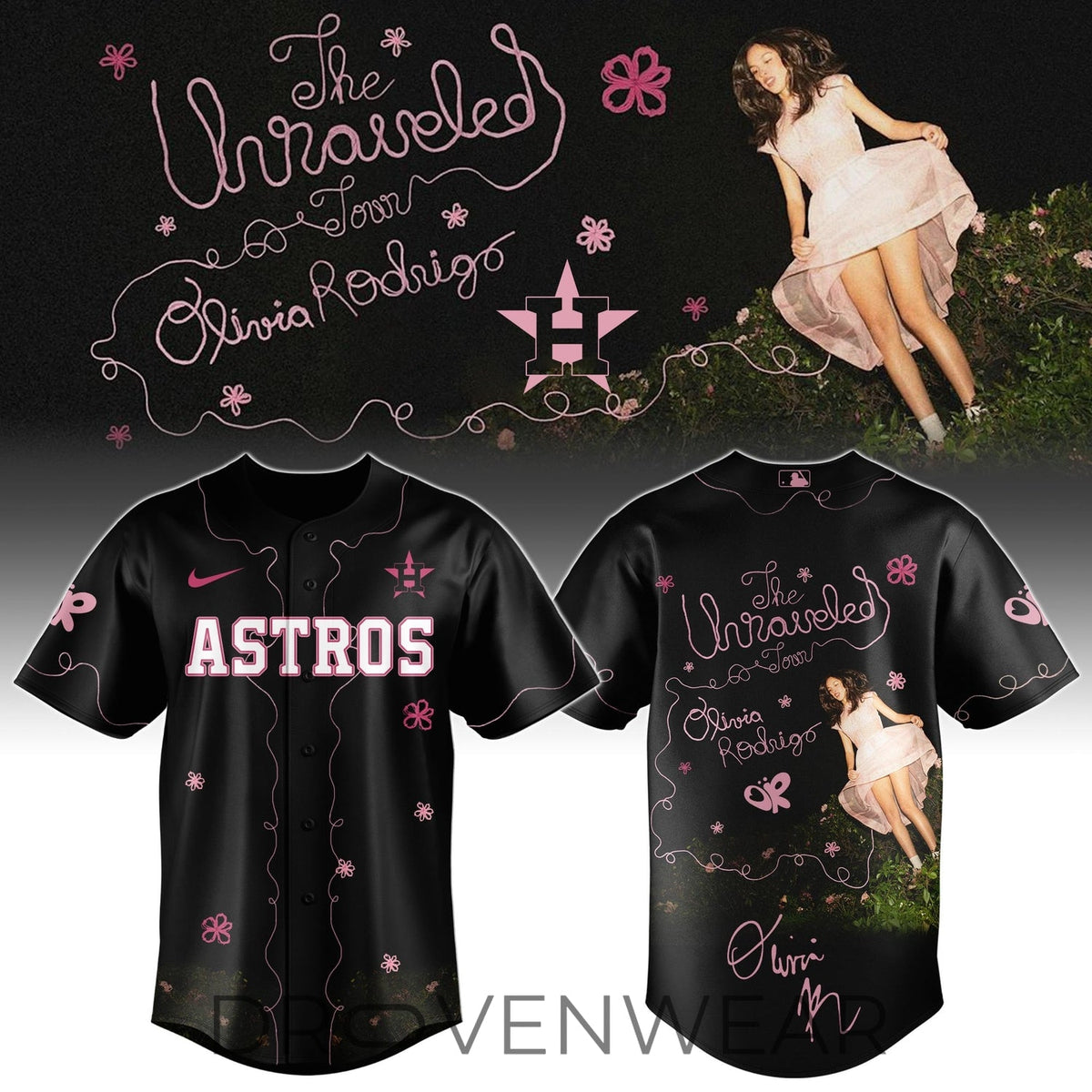 Houston Astros x Olivia Rodrigo The Unraveled Tour Special Edition Baseball Jersey NNA