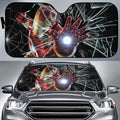 Iron Man Car Auto Sun Shade Broken Windshield Funny QDH - Default Title