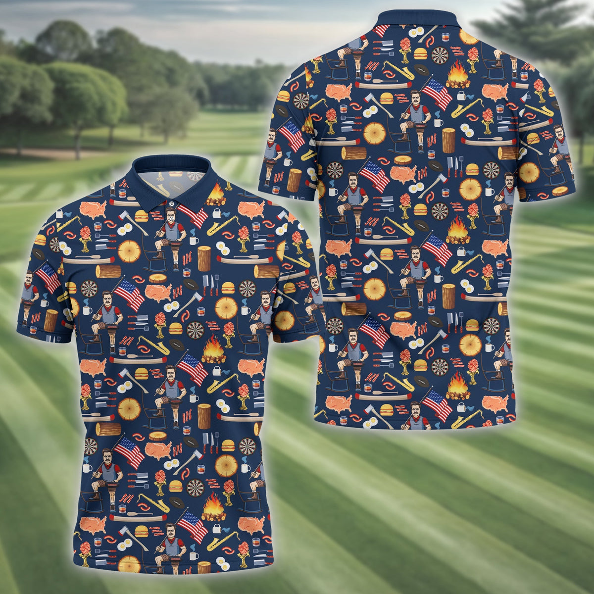 Ron Swanson Men's Golf Polo Shirt HG  Golfing Apparel  Gift For Golfers