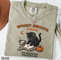 Comfort Colors® Kitty Biscuits Shirt Spooky Season Tee Black Cat Halloween Fall TShirt Vintage Baking Pumpkin T-Shirt Cat Lover Fall Gift HG