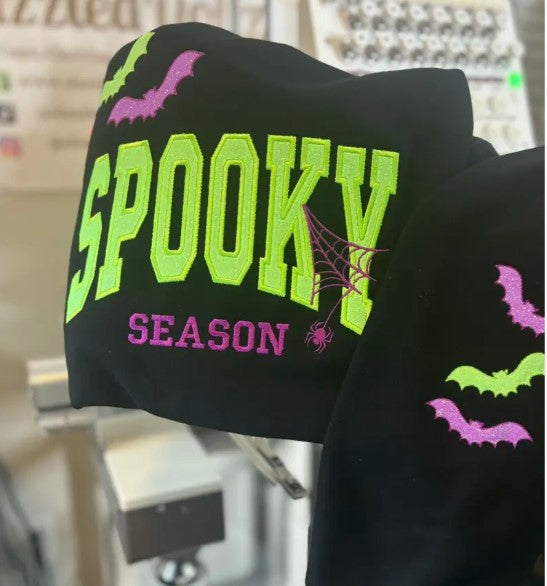 Spooky Embroidered Glitter Crewneck Womenswear Hoodie Sweatshirts LN