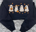 Embroidered Spooky Fall Sweatshirt, Vintage Halloween Pumpkin Spooky Season Sweater, Ghost And Pumpkin Crewneck, Halloween Gifts LN