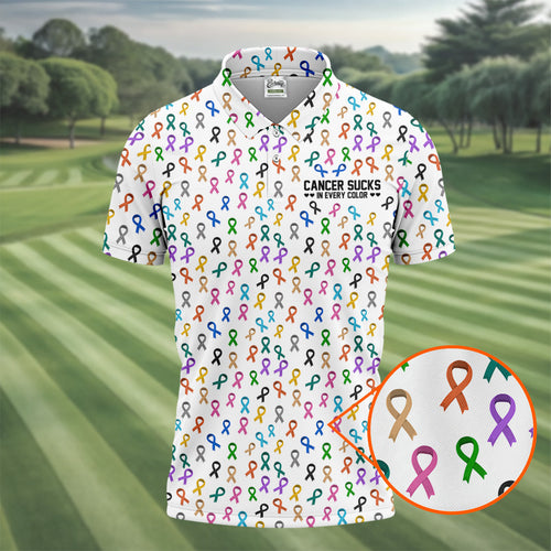 Cancer Sucks In Every Color  Cancer Survivor Shirt  Couple Polo Shirt HG Matching Polo Shirt HG His And Hers Golf Shirts
