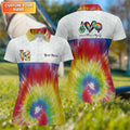 Peace Love Golf Tie Dye Custom Ladies Golf Shirt HG   Golfing Apparel  Womens Golf Gifts