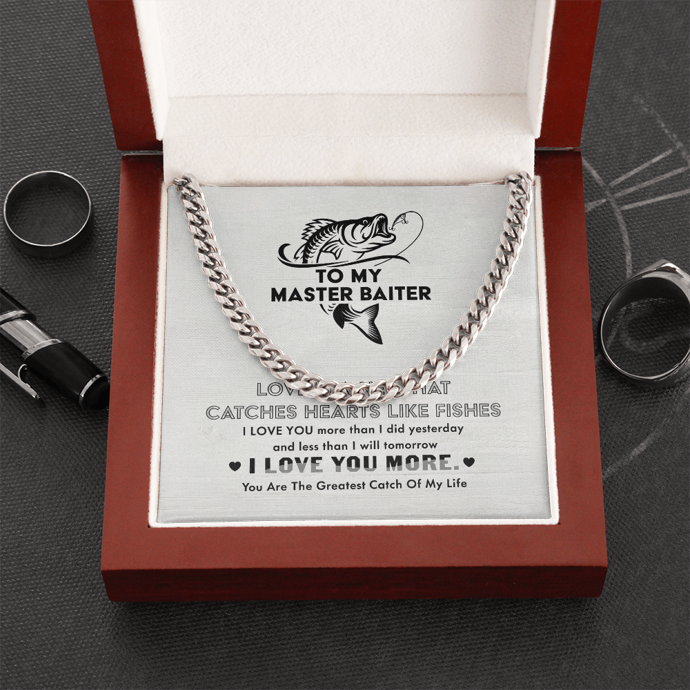 Necklace Gift For Him, Birthday Gift, Aniversary Gift - Fishing - To My Master Baiter - I Love You LN