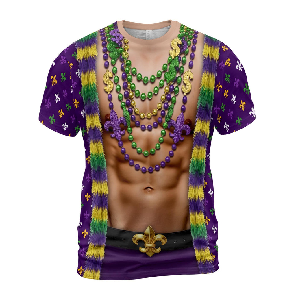 3D Graphic T Shirt Mardi Gras Costume Tee, HG  Funny Party Shirt, HG  Carnival Festival Outfit, Realistic Body Print, Mardi Gras Cosplay Top